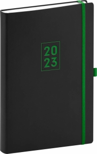 Denný diár Nox 2023, čierny–zelený, 15 × 21 cm