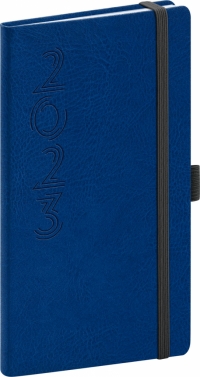 Vreckový diár Memory 2023, modrý, 9 × 15,5 cm