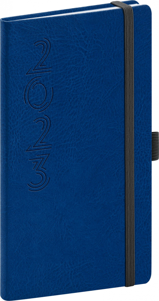 Vreckový diár Memory 2023, modrý, 9 × 15,5 cm