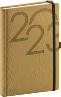 Denný diár Ajax 2023, zlatý, 15 × 21 cm