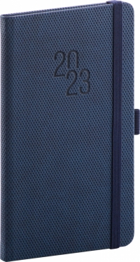 Vreckový diár Diamante 2023, modrý, 9 × 15,5 cm