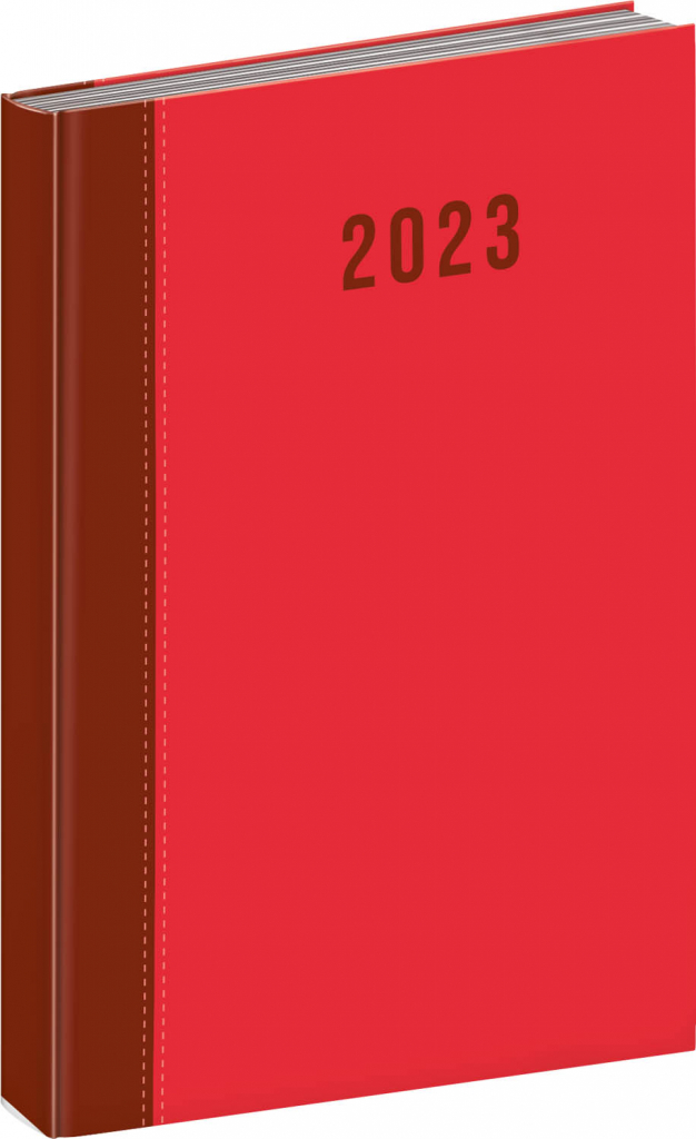 Denný diár Cambio 2023, červený, 15 × 21 cm