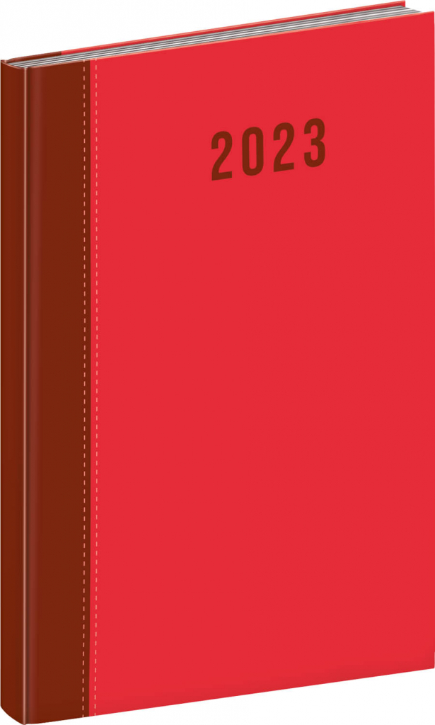 Týždenný diár Cambio 2023, červený, 15 × 21 cm
