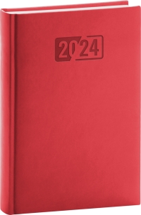 Denný diár Aprint 2024, červený, 15 × 21 cm