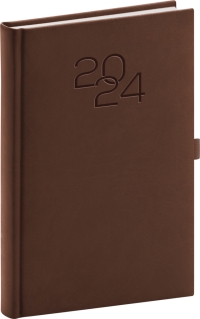 Denný diár Vivella Classic 2024, hnedý, 15 × 21 cm