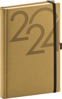 Denný diár Ajax 2024, zlatý, 15 × 21 cm