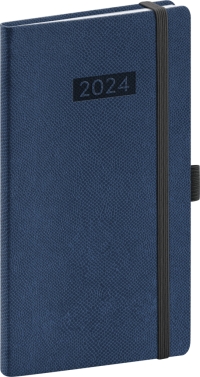 Vreckový diár Diario 2024, tmavomodrý, 9 × 15,5 cm